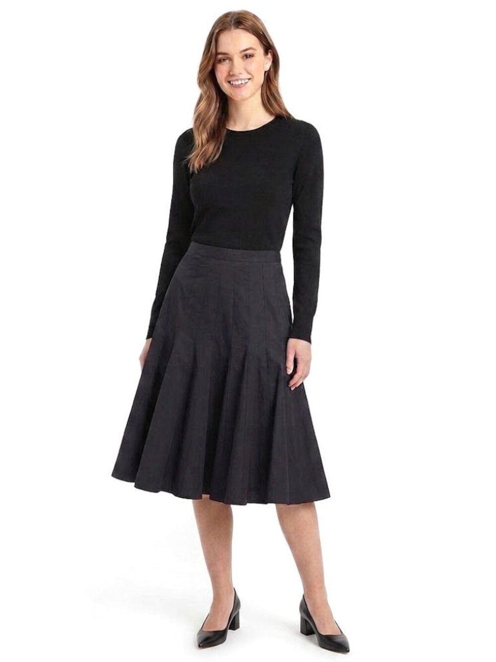 Marc by Marc Jacobs Pleated A-Line Skirt, Black Cotton Blend, Womens Size 6